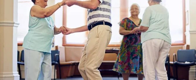 Seniors participating in assisted living activities at La Conner Retirement Inn in La Conner, WA